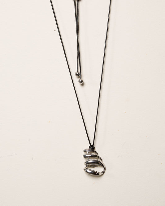 Silver Abstract Metal Swirl Necklace