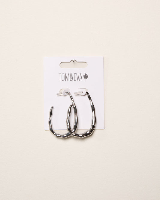 Silver Semi Hoop Natural Shape Earring