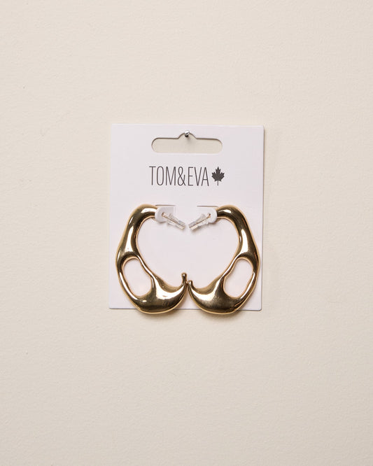 Gold Semi-Hoop Molten Lava Shape Earring