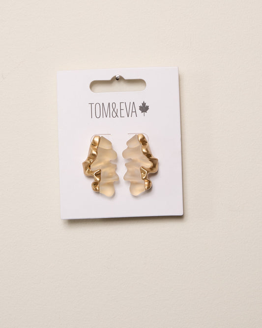 Gold Large Abstract Metal and Resin Earring