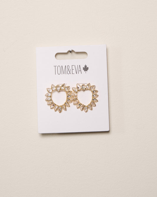 Gold Heart Shaped Teardrop Rhinestone Earring