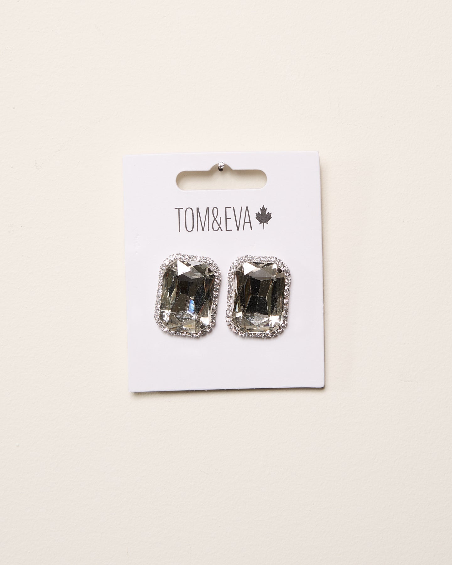 Silver Large Gemstone with Diamond Border Earring