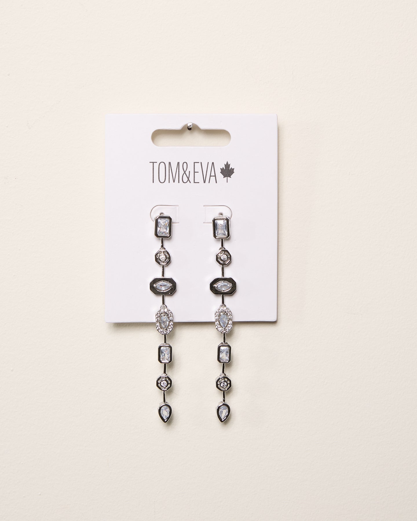 Silver Dangle Chain Multi-Shape Gemstone Earring