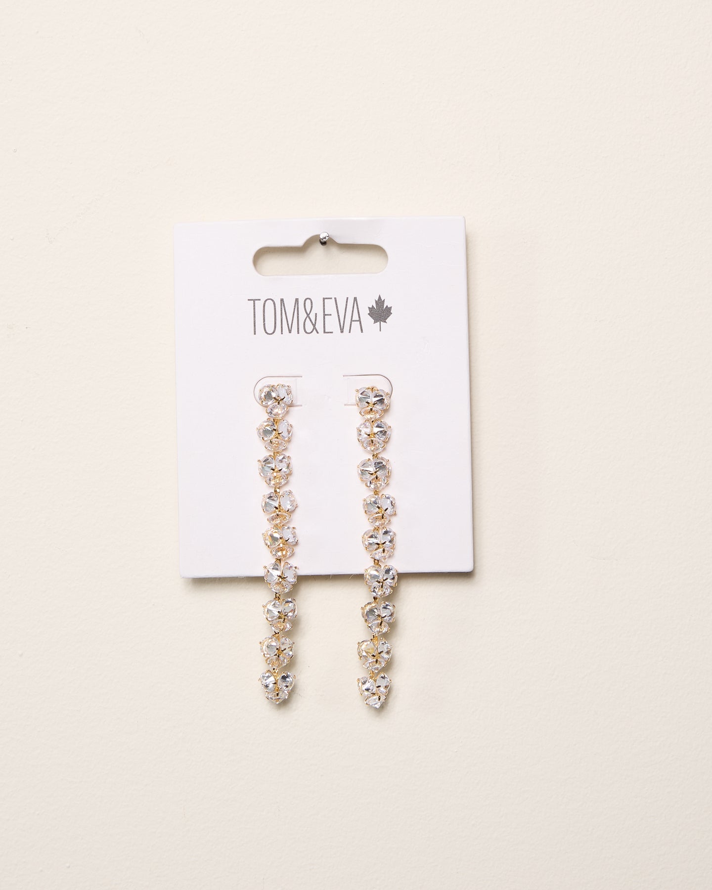 Gold Long Dangle Diamond Cluster Earring