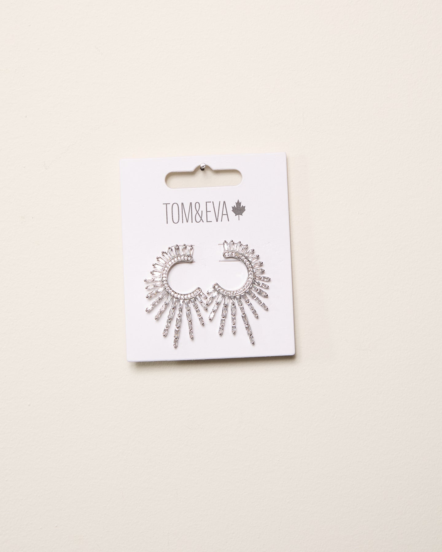 Boucles d’oreilles demi-cercle soleil avec strass argentées