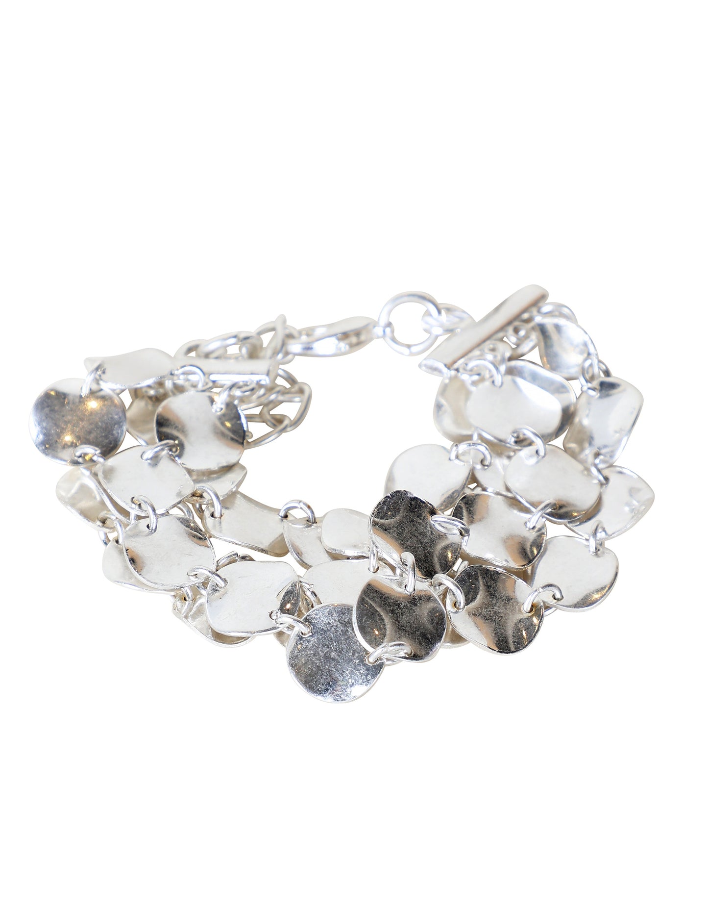 Bracelet à maillons texturés en écailles de poisson argenté