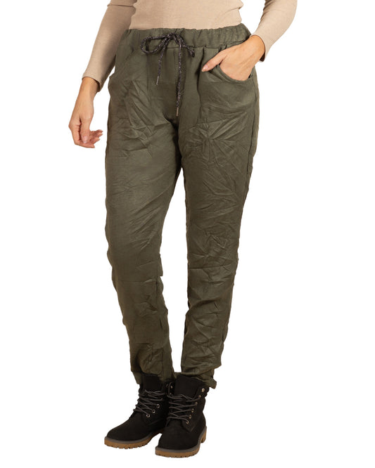 Forest Pull On Drawstring Crushed Velour Pant