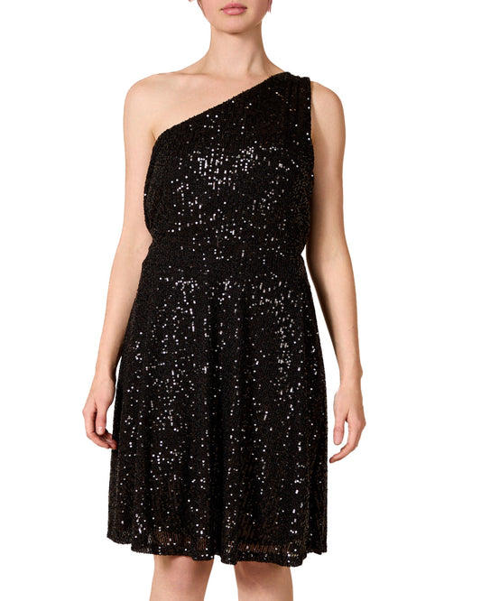 Ebony Built Up 1 Shoulder Sequin Dress