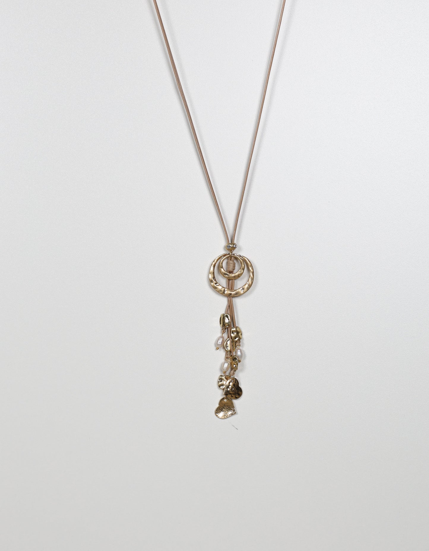Gold Circle and Heart Pendant Necklace