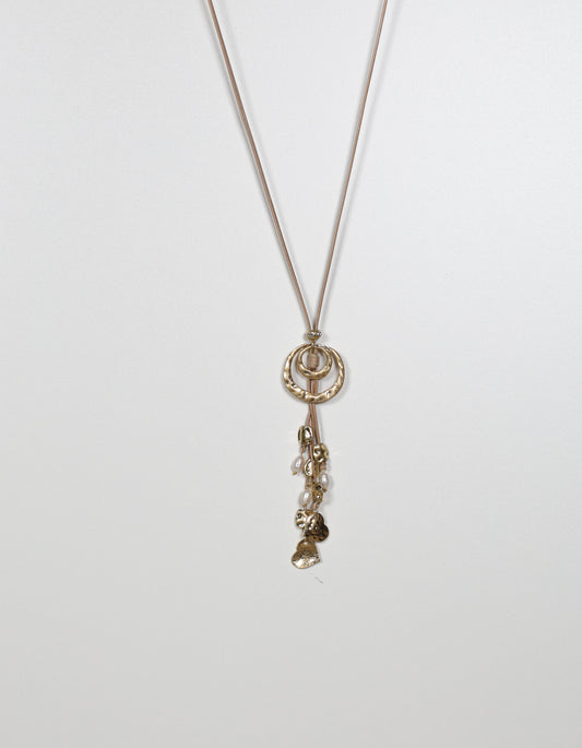 Gold Circle and Heart Pendant Necklace
