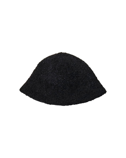 Black Sheepskin-Like Bucket Hat