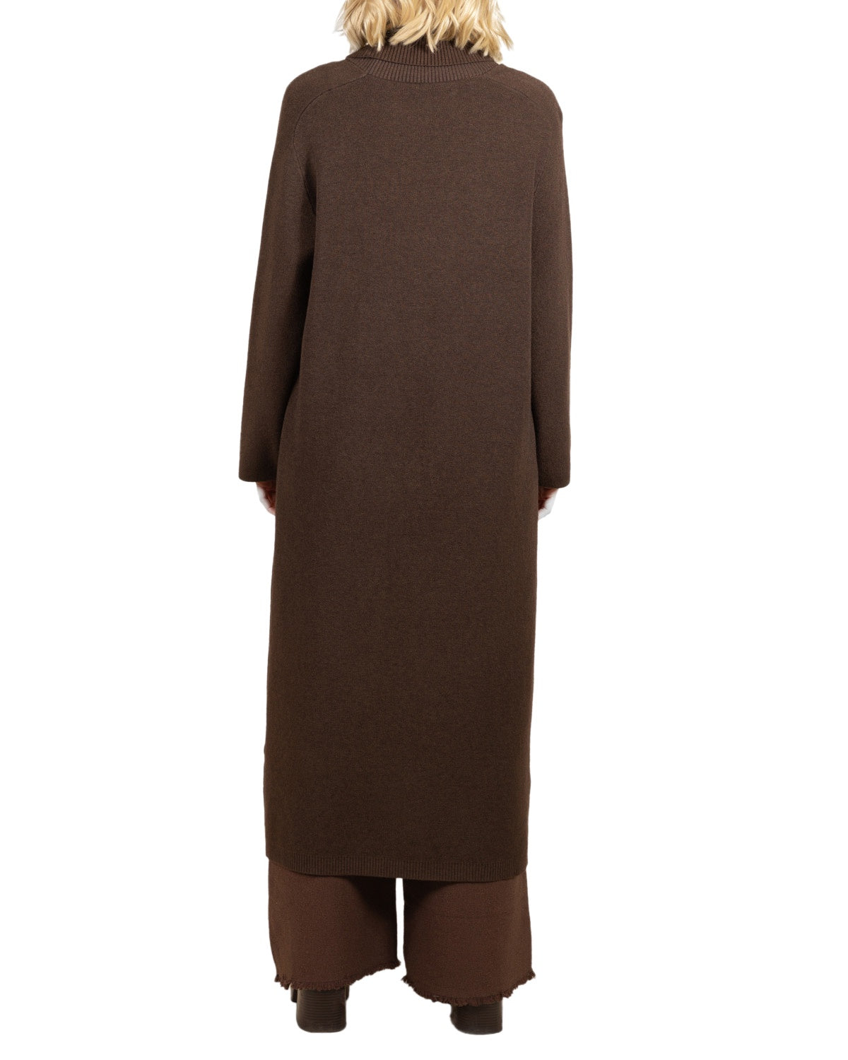 Espresso Cowl Neck Front Slit Maxi Tunic