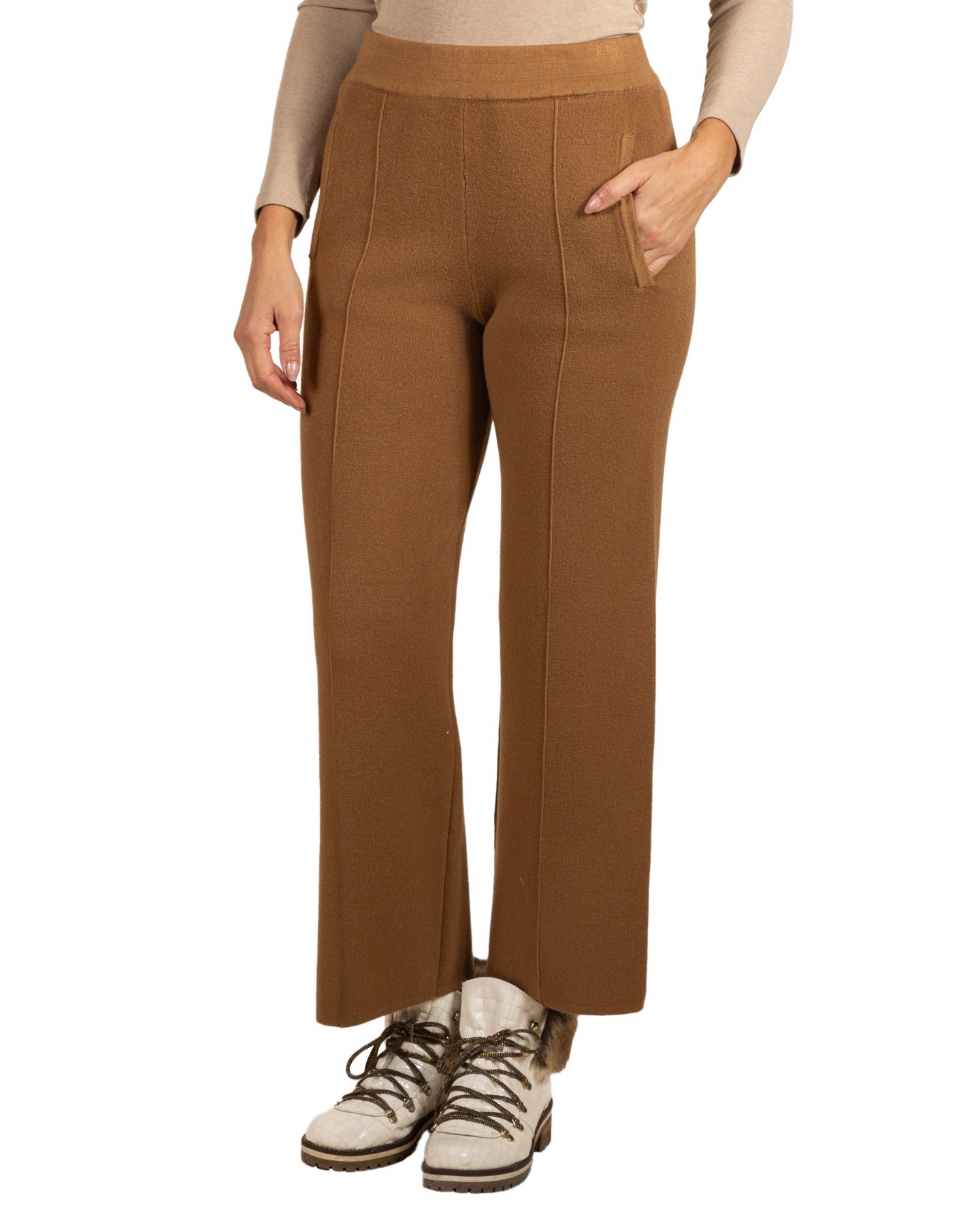 Cognac Pull On 2 Pocket Front Seam Pant