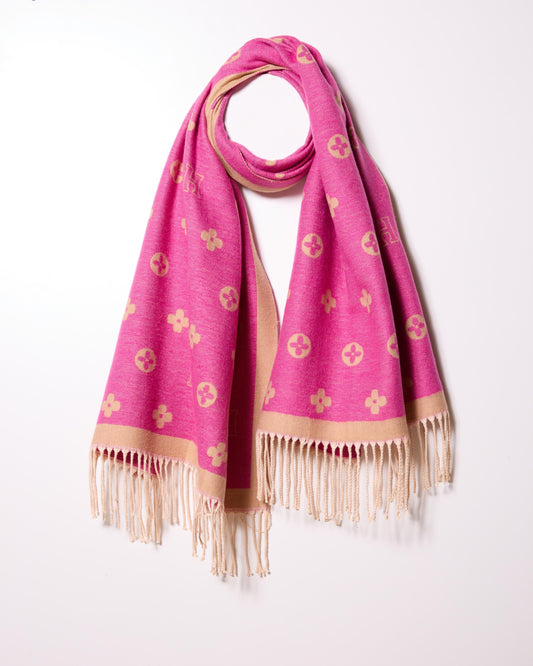 Fuchsia Pashmina Scarf with Elegant Patterns
