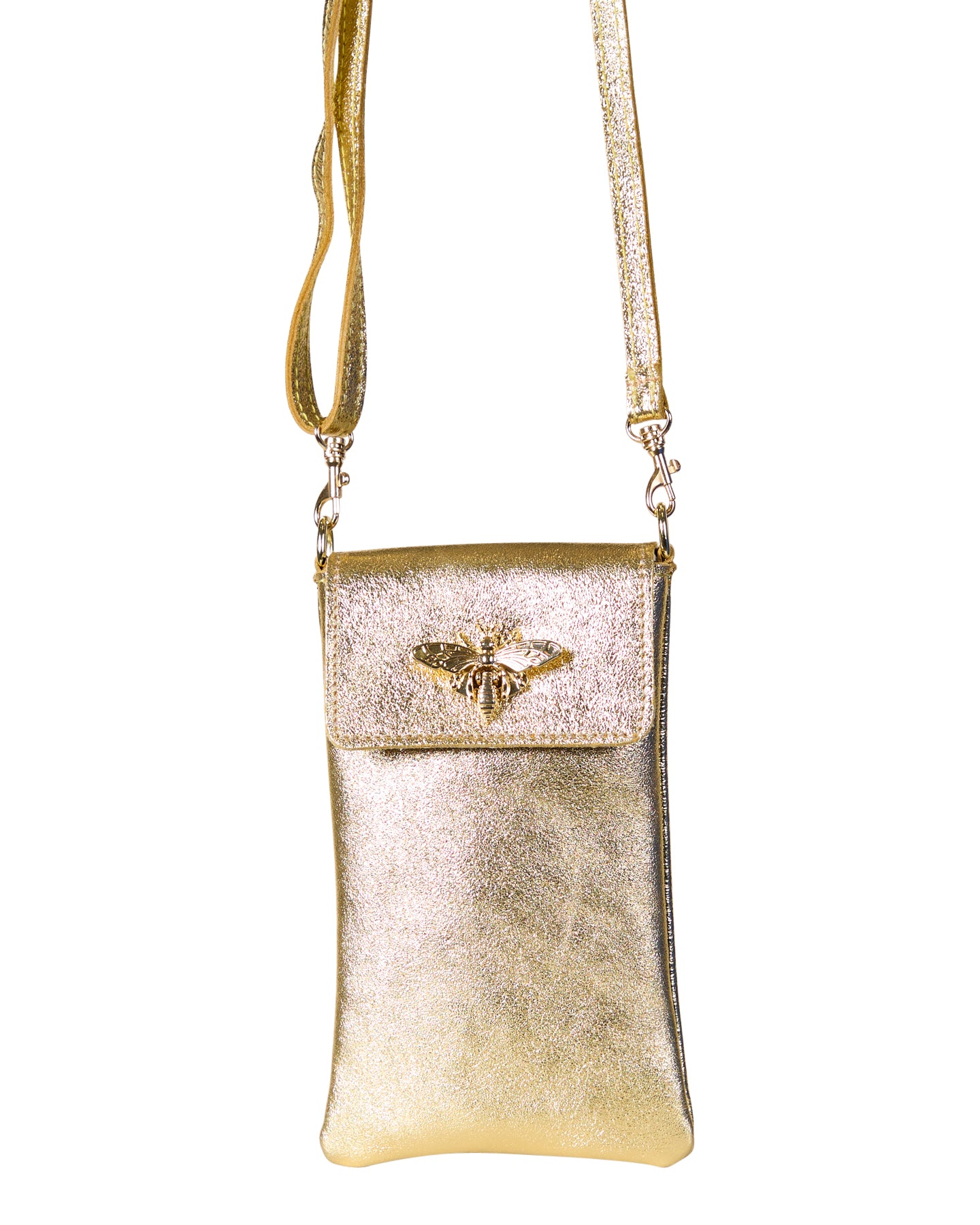 Metallic Bee Crossbody Wallet - Gold