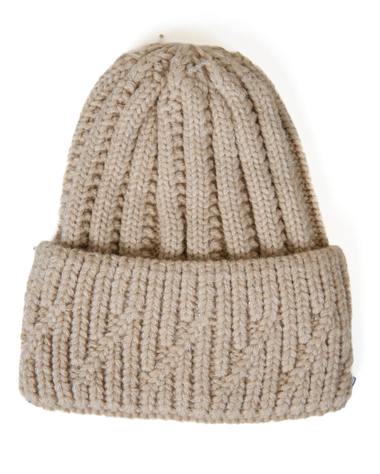 Cream Sparkle Knit Beanie