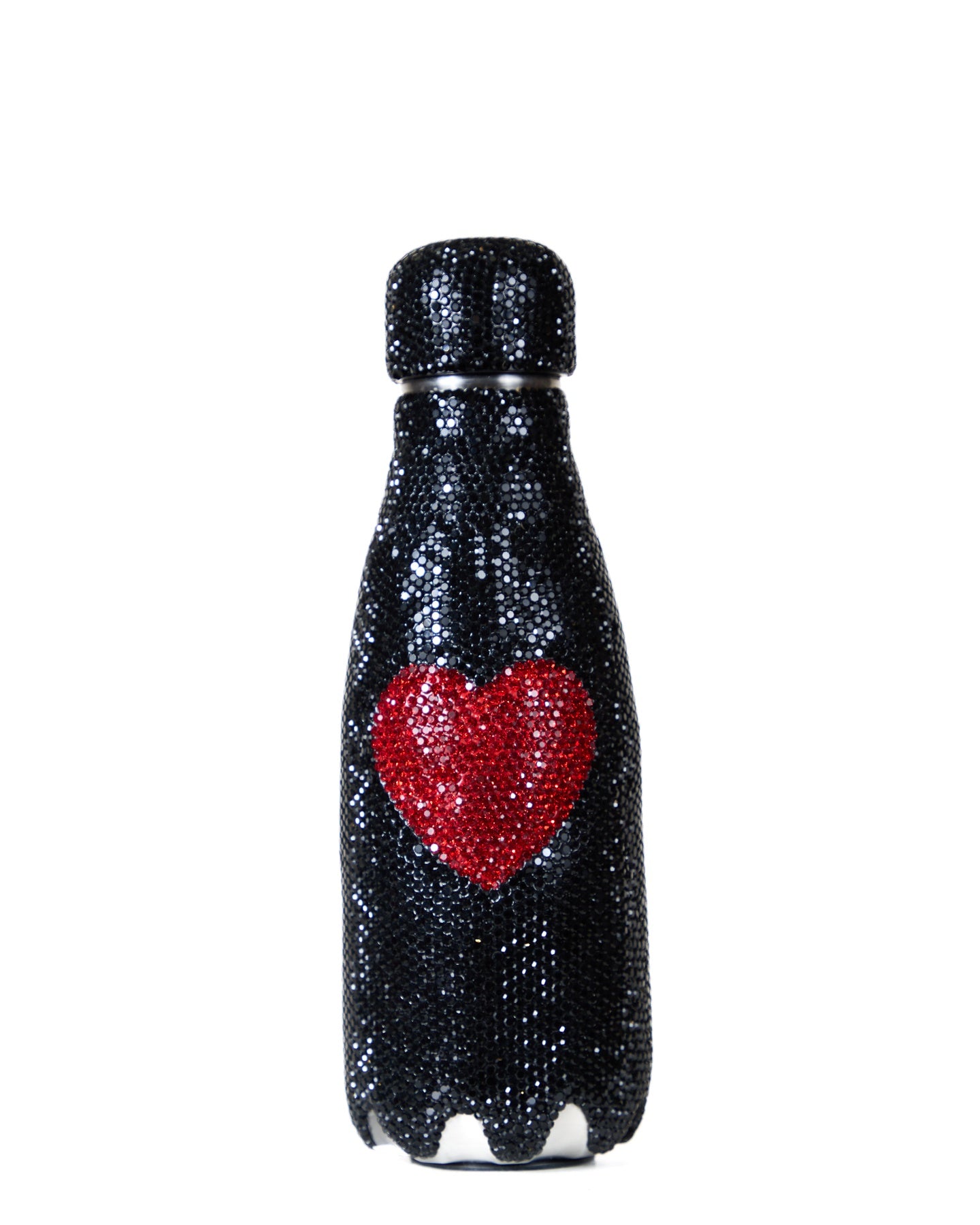 Bouteille Noire avec Cœur Rouge Swarovski
