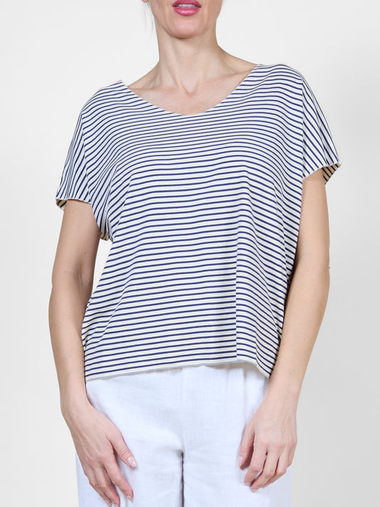 Midnight Striped V-Neck T-Shirt