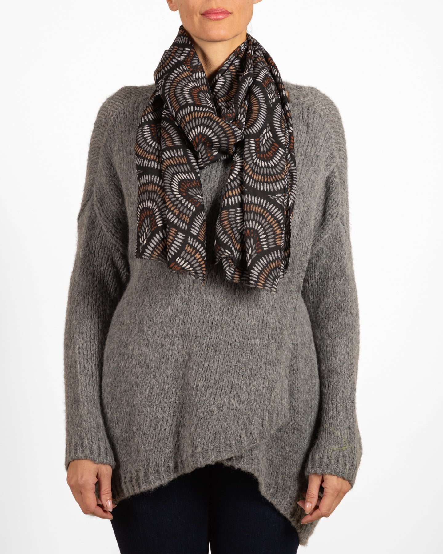 Pewter Scoop Neck Drop Shoulder Hi Low Sweater