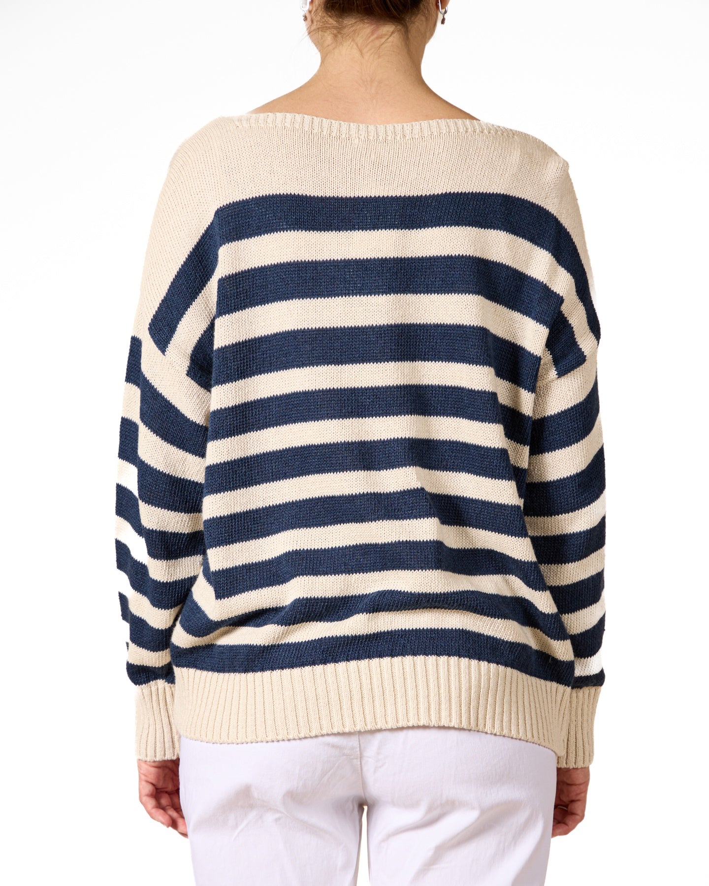 Midnight Boat Neck Stripe Sweater