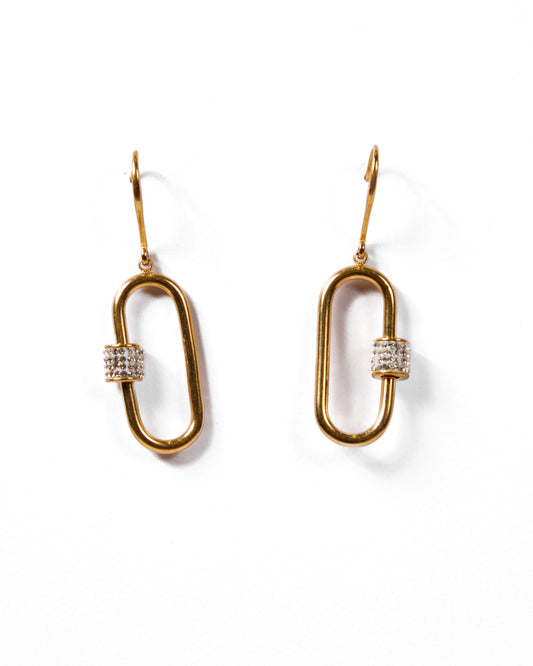 Gold Geometric Drop with Crystal Accents