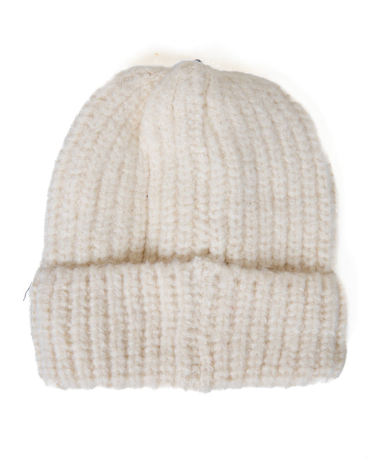 Cream Textured Knit Beanie