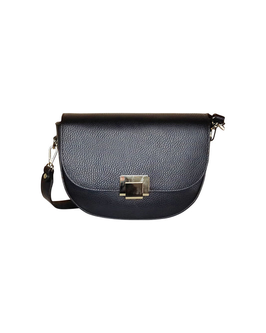 Black Pebbled Leather Crossbody Bag