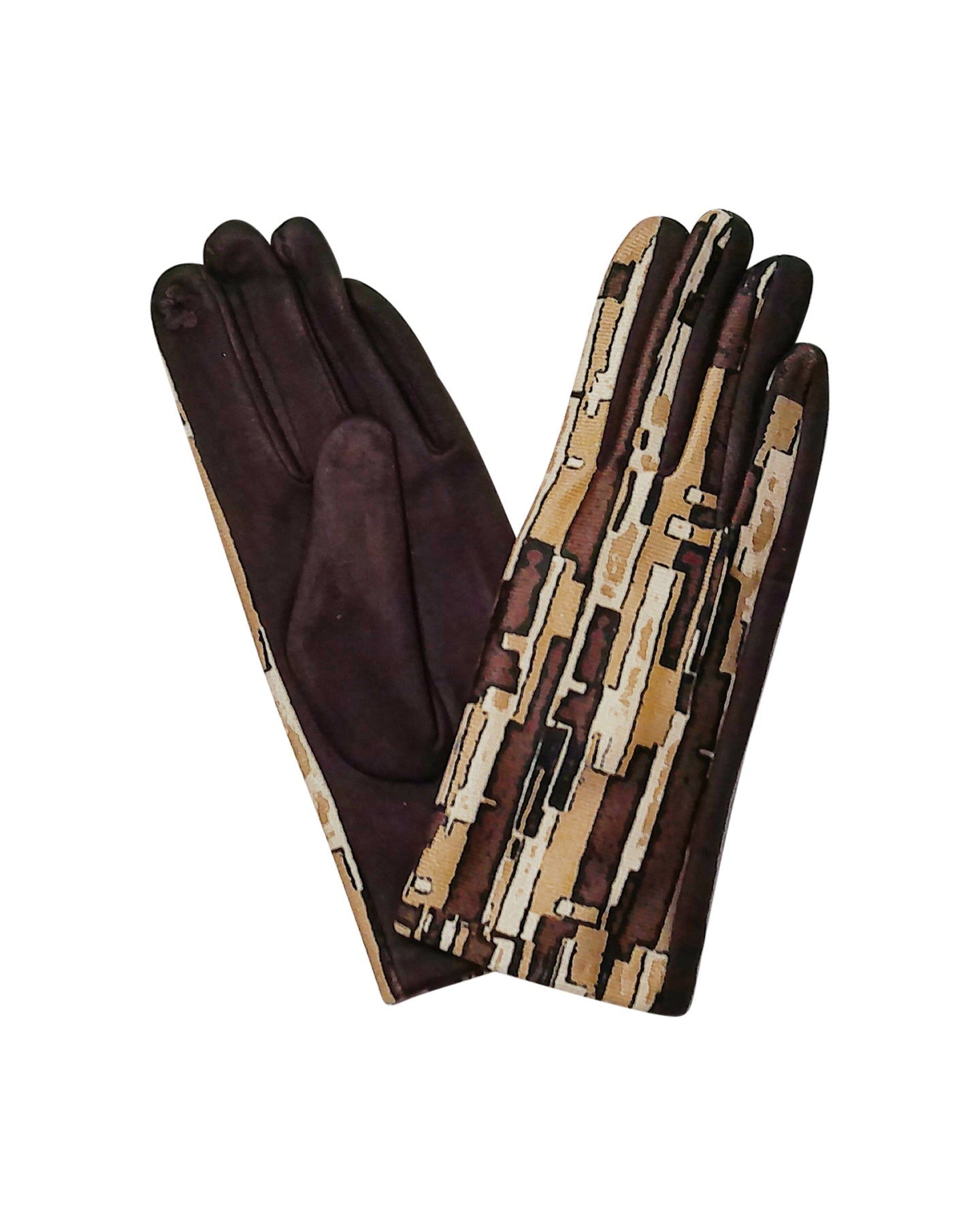 Patterned Dark Brown Gloves with Touchscreen Compatibility