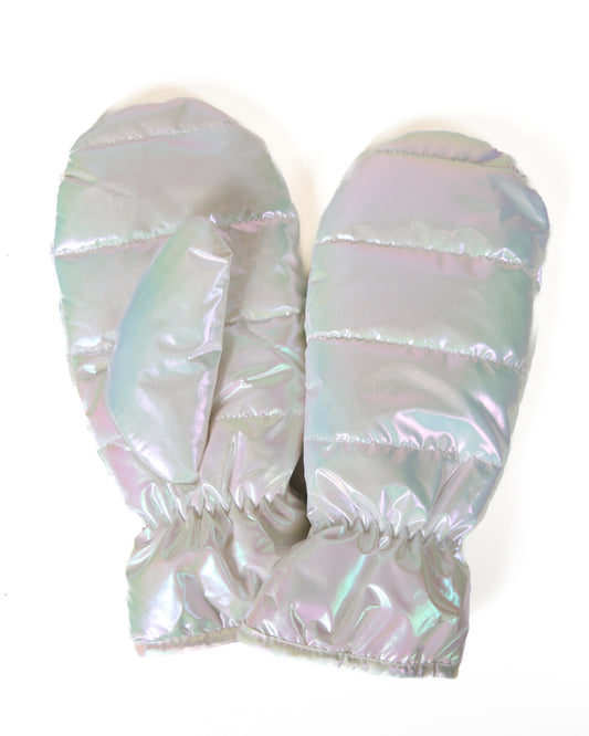 Quilted Iridescent Faux Fur-Lined Mittens