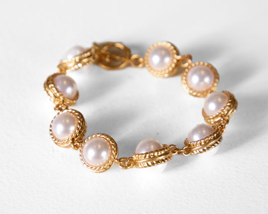 Gold Pearl Cluster Bracelet