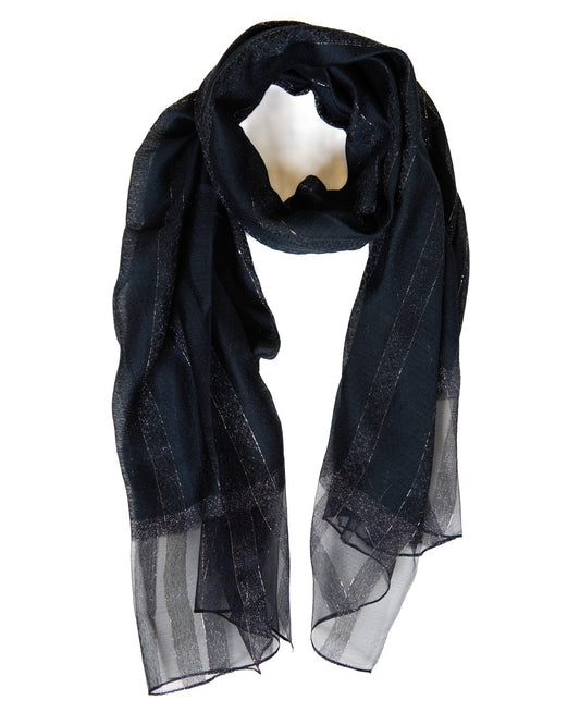 Black Stripe Scarf with Subtle Sparkle