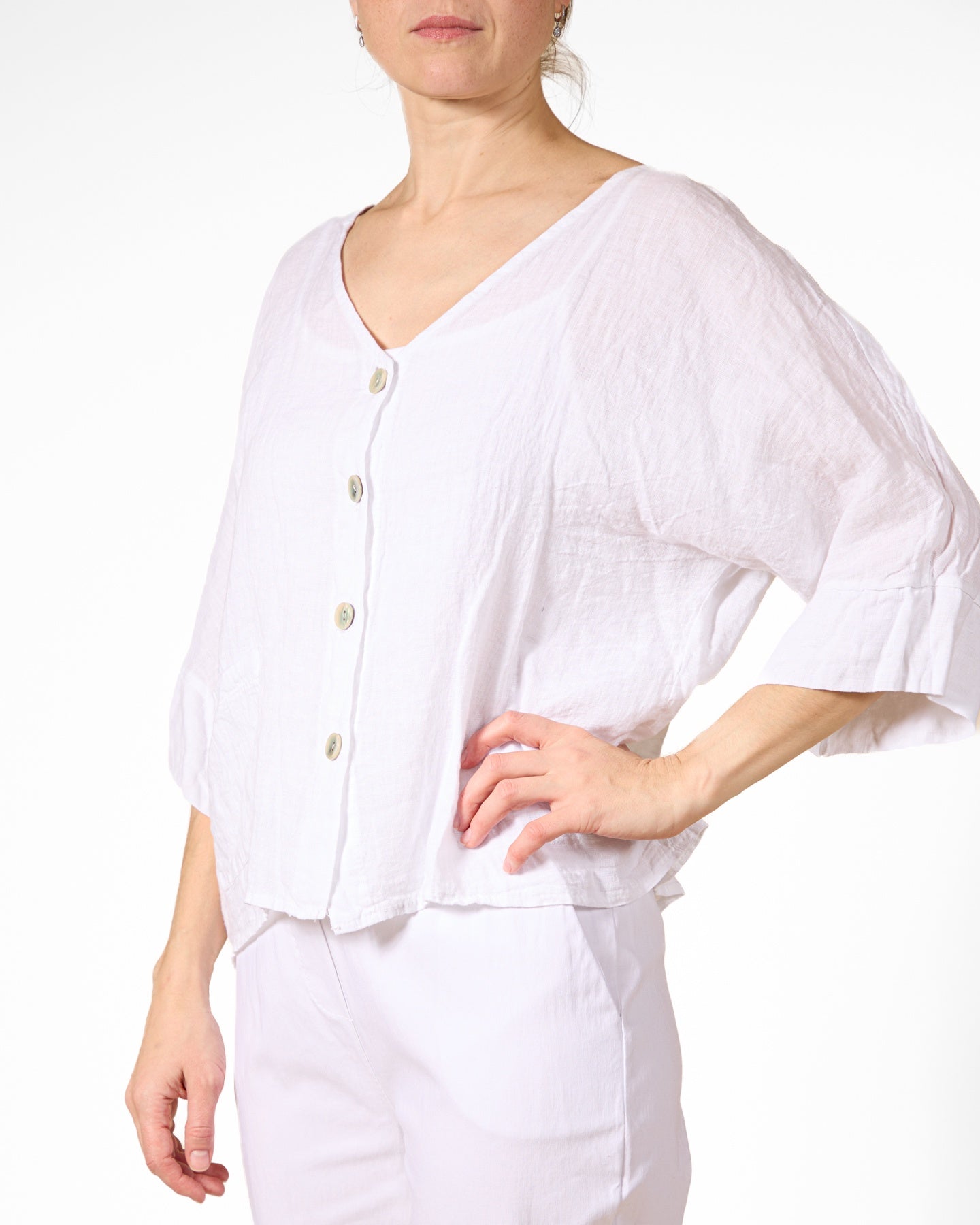 White V Opening Button Front Shirt