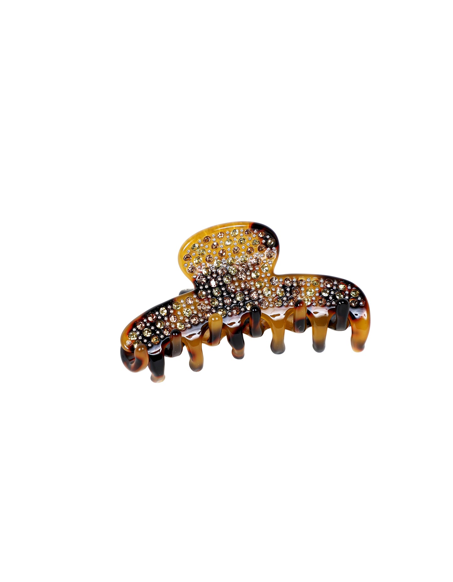 Pince à cheveux incurvée en cristal écaille de tortue 6 cm camel
