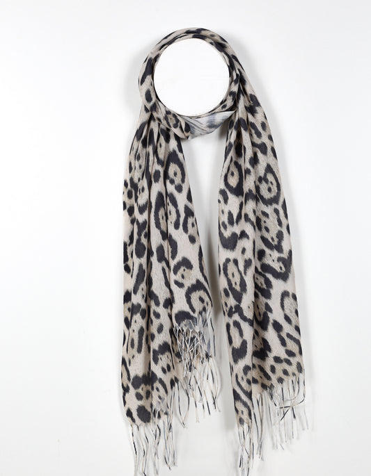 Lightweight Leopard Print Scarf in Beige