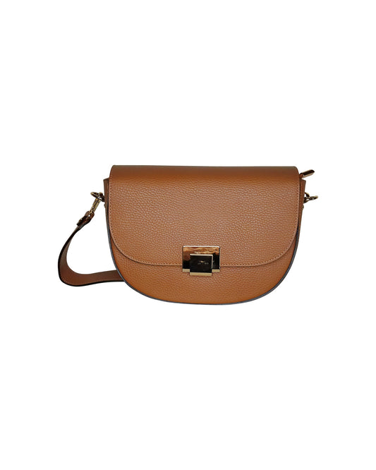 Tan Pebbled Leather Crossbody Bag