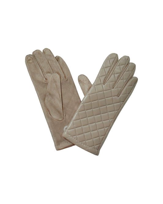 Quilted Taupe Gloves with Touchscreen Compatibility