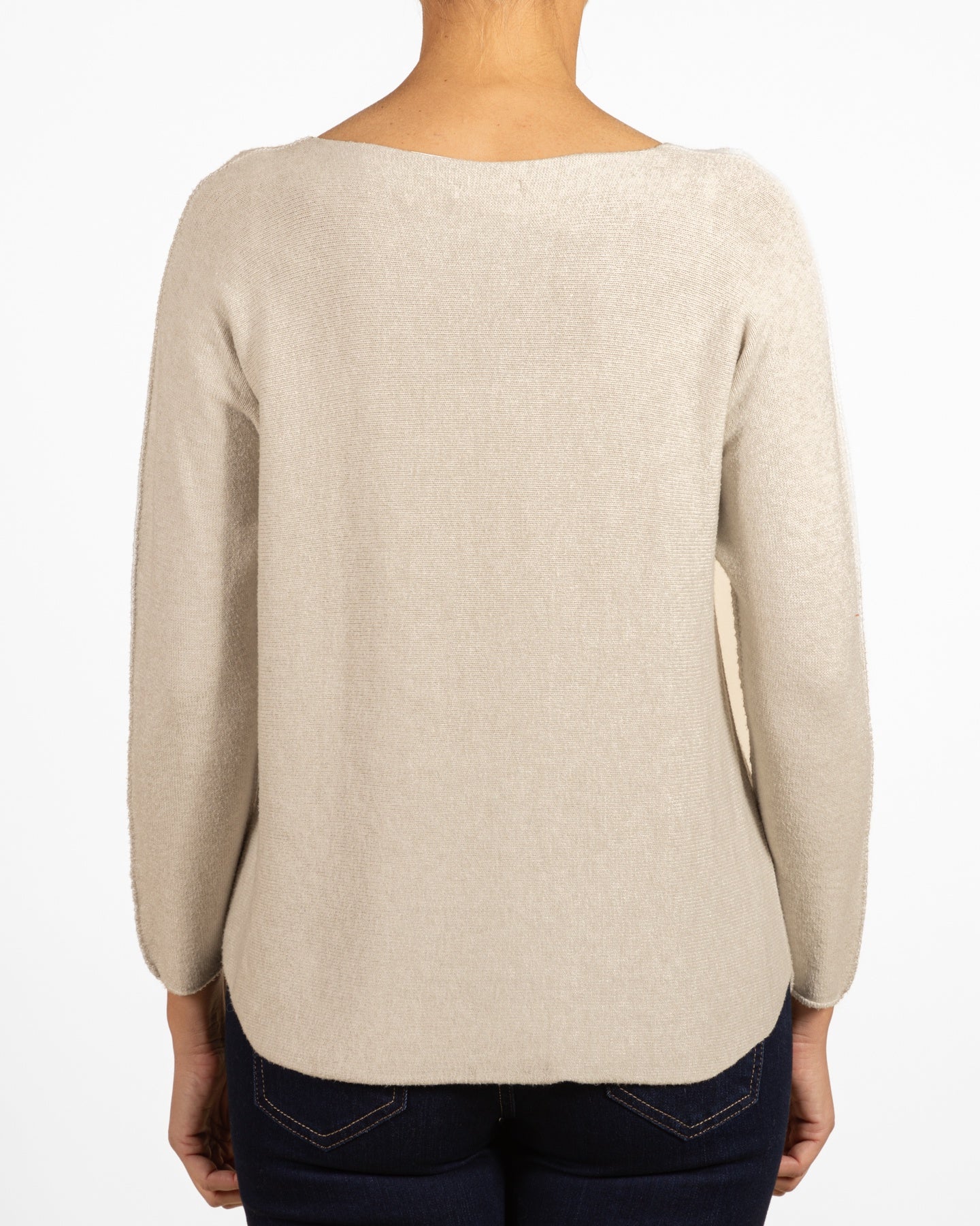 Cappuccino V Neck Reverse SeamPullover