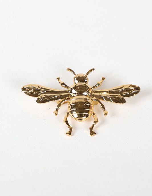 Sculpted Bee Brooch in Gold