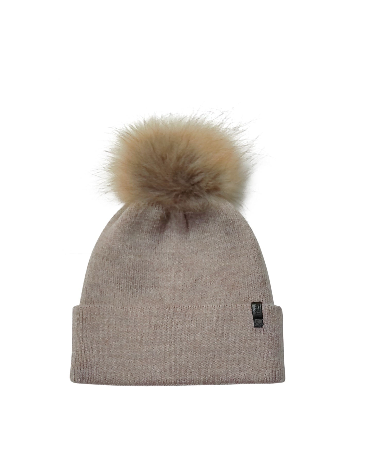 Taupe Beanie with Pom-Pom