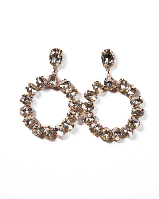 Circle Crystal Gold Earrings