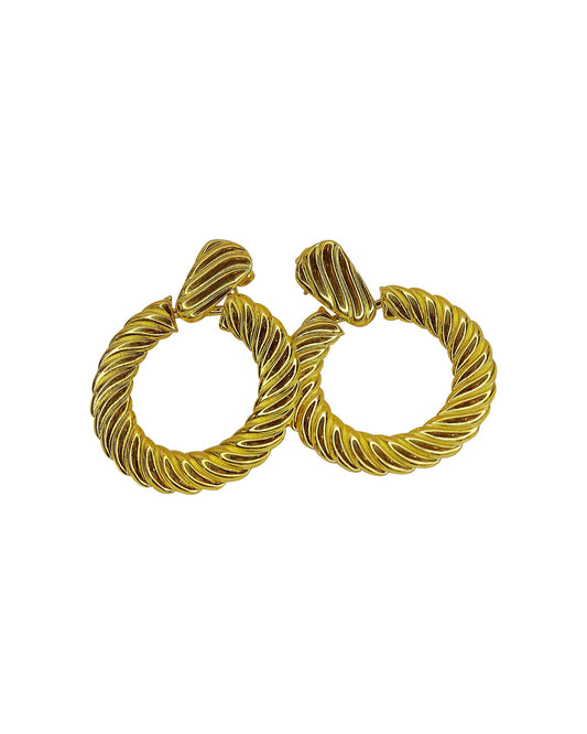 Double Twisted Gold Hoop Earrings