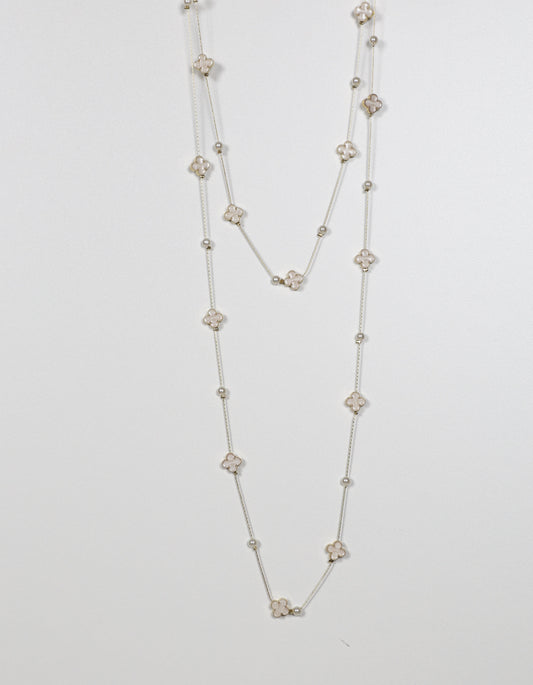 Pearl and White Clover Necklace