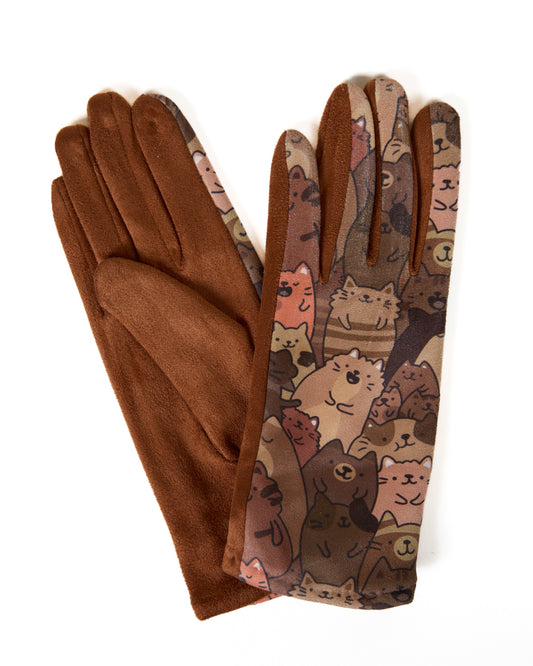 Brown Animal Print Gloves