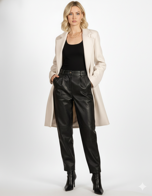 Ivory Double Breasted 2 Pocket Lined Coat