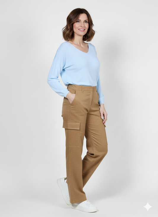 Airy Blue Long Sleeve Knit Pullover