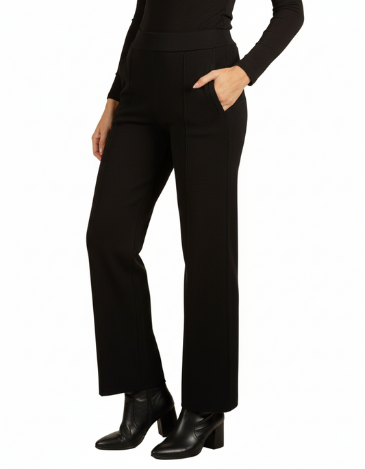 Black Pull On 2 Pocket Front Seam Pant