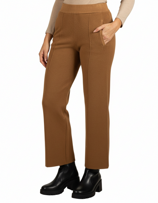 Cognac Pull On 2 Pocket Front Seam Pant