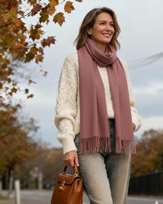 Écharpe élégante à franges – rouille