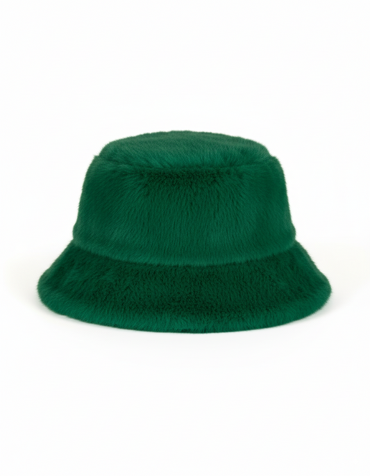 Rich Green Faux Fur Bucket Hat