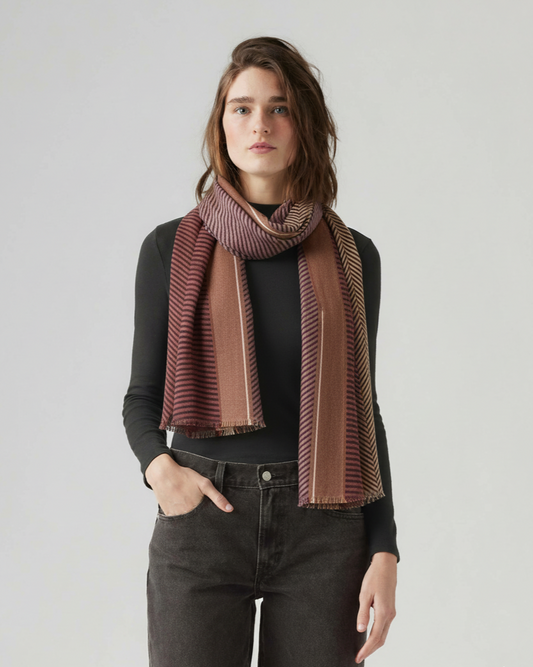 Brown Combo Mini Chevron Reverse Print Scarf
